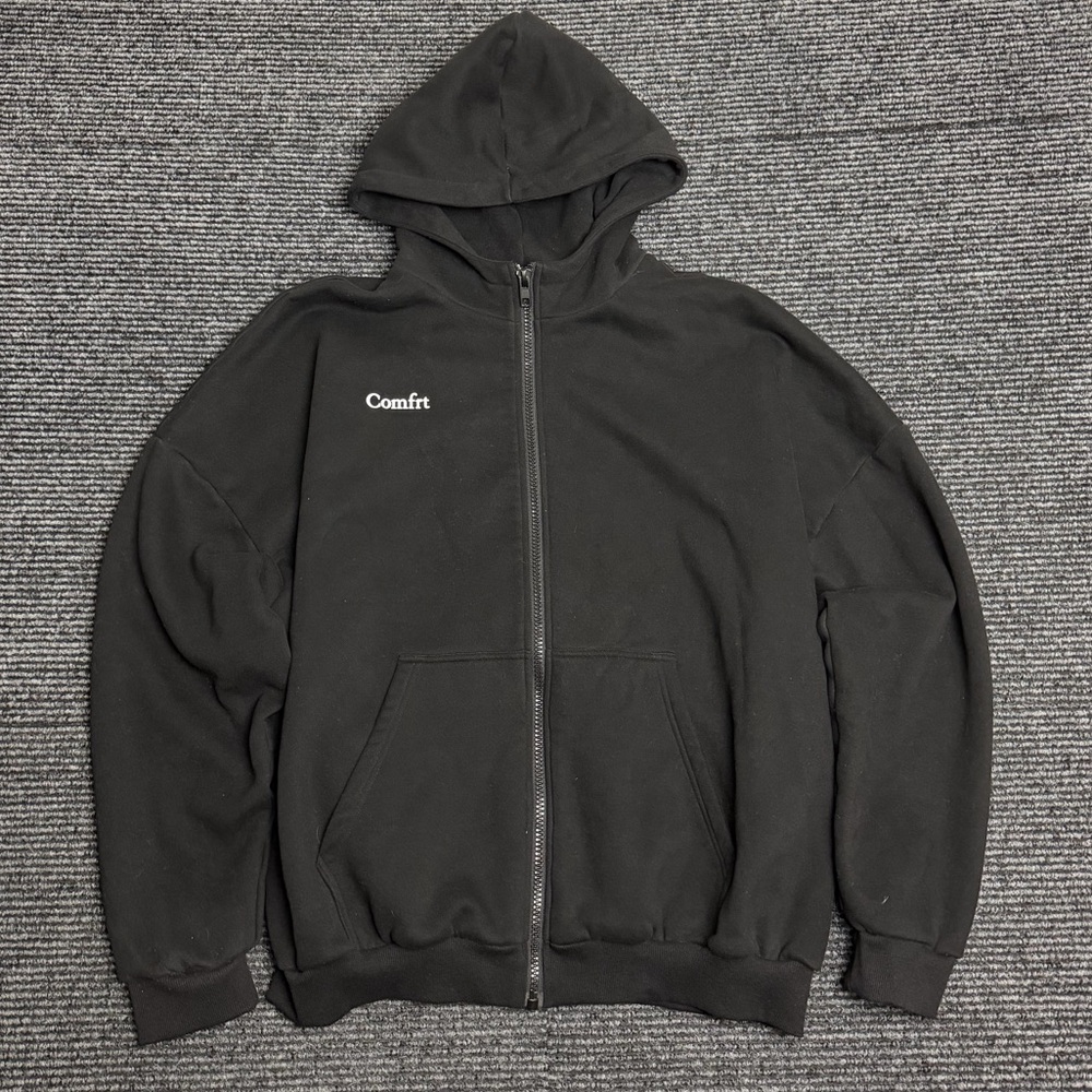 Comfrt Hoodie Men XL Black Cloud Zip Oversized Full Zip Sweatshirt Heavy Unisex